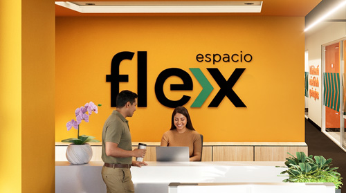 recepción interior sede Espacio Flex